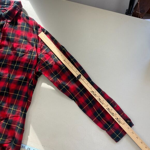 Chaps Performance Flannel Button Up Shirt Mens Large Red Black Plaid Pocket - Picture 5 of 10